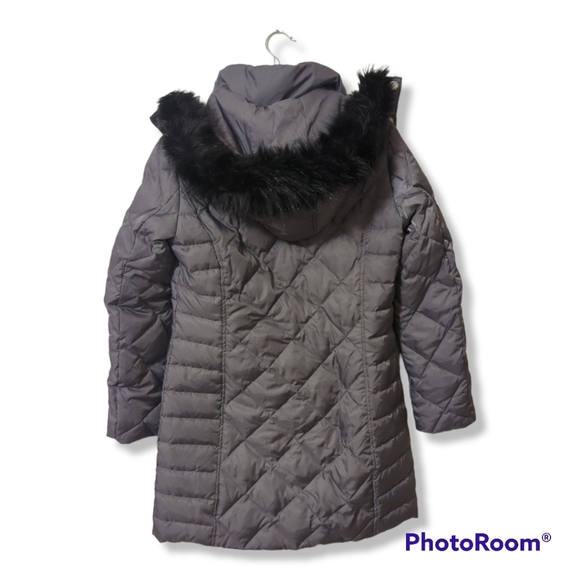 Kenneth Cole Reaction Womens Removable Hooded Faux-Fur Down Quilted Coat - Picture 6 of 8